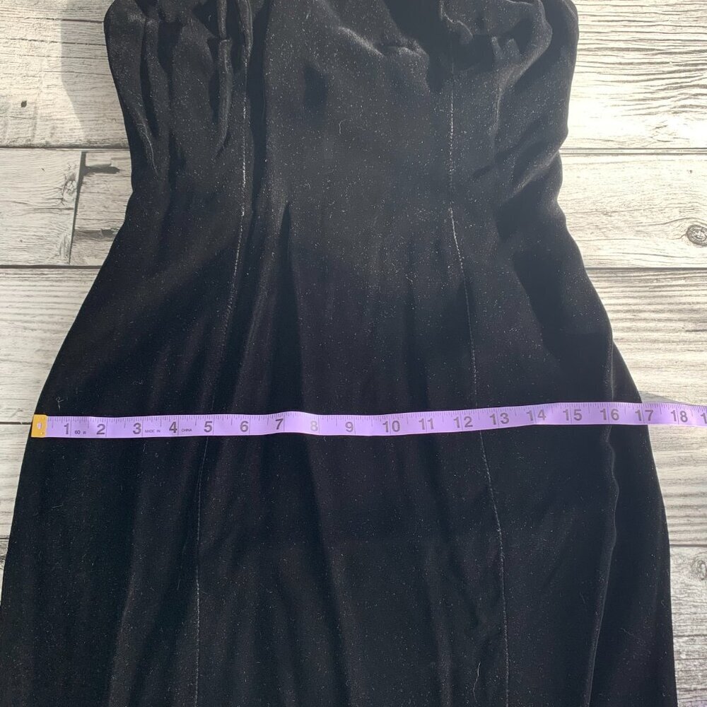 Vintage 90s Y2K Velvet Keyhole Choker Collar Bodycon Witchy Dress - Picture 14 of 16